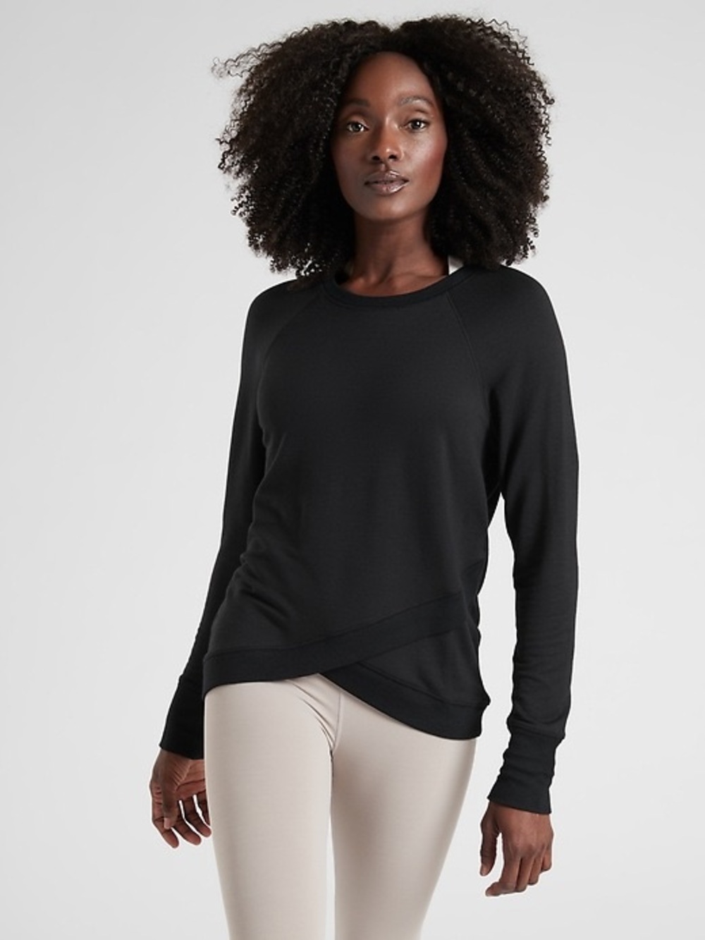 Athleta Criss Cross Black Crew‎ Neck Sweatshirt size Large